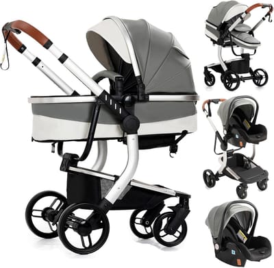 3-in-1 Kinderwagen met Omkeerbare Duwmodi en Opvouwbaar Ontwerp voor Pasgeborenen