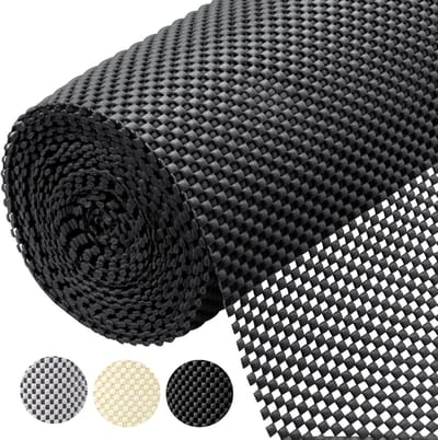 Antislipmat voor Kasten en Lades - Antislip grip duurzaam - Antislipmatten Voor Dienblad | Vloer | keukenkastjes | opbergruimte | bureaus | keukengerei | servies - 30 x 600 cm - Zwart