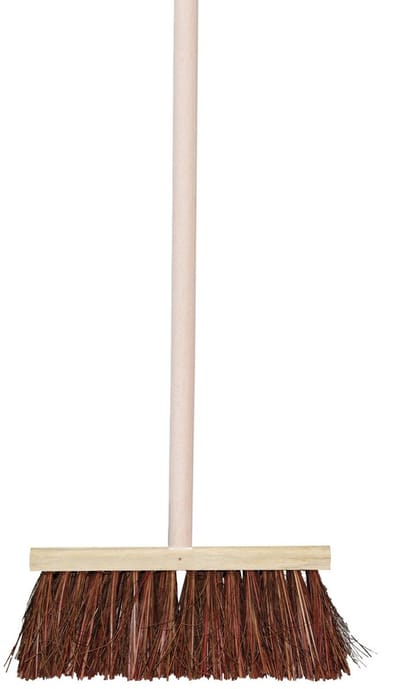 Talen Tools Straatbezem Natuurvezels - hout - 37 cm - buitenbezem - voor tegels - Steel hout van 120 cm - Harde ondergrond