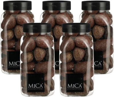 Mica Decorations decoratie stenen - 5x - groot - 650ml - bruin mix - hobby steentjes - sier stenen