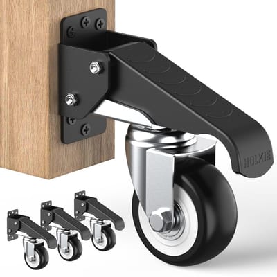 Werkbank Rollerset tot 600 Lbs - 6.5 Inch Robuuste, Uitrekbare Werkbank Rollen, Stalen Constructie met Urethane Wielen, Inclusief Installatie Sjabloon, Set van 4 Wielen