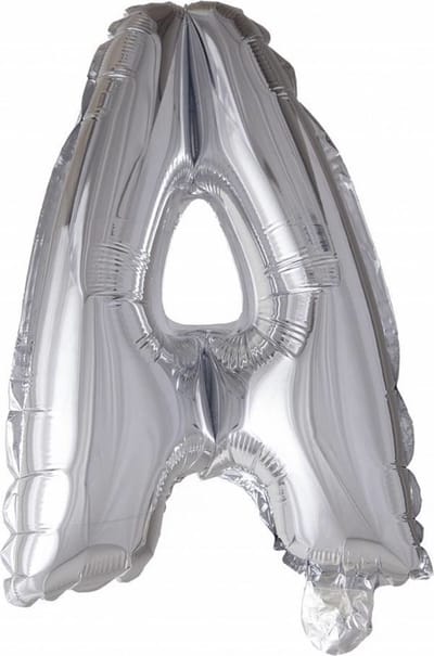 Folie Ballon Letter A Zilver 41cm met Rietje