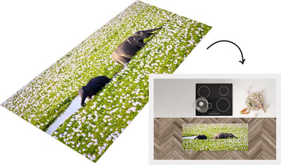 Keukenloper - Loper keuken - Olifanten wandelend door het waterveld met planten - 120x50 cm - Keukenloper vinyl