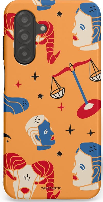 Casetastic hoesje geschikt voor Samsung Galaxy A26 - Dubbellaagse bescherming - Zodiac in lijn - Fashion Case - Okergeel Terracotta Zand Rood