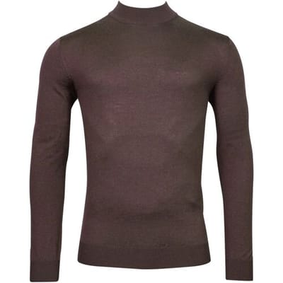 Thomas Maine Trui Uni Color Turtleneck Single Knit Merino Bruin / male