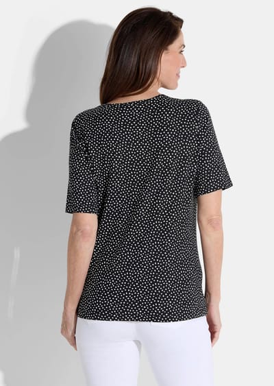Jersey shirt met stippen-patroon - zwart / wit / gedess. - Gr. 38 van Goldner Fashion