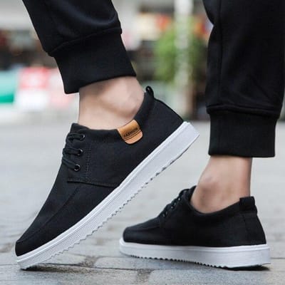 Nieuwe Herenschoenen Lente Casual Schoenen Comfortabele Mode Lichtgewicht Outdoor Hardlopen Canvas Schoenen Sneakers Antislip Loafers Schoeisel 44 zwart