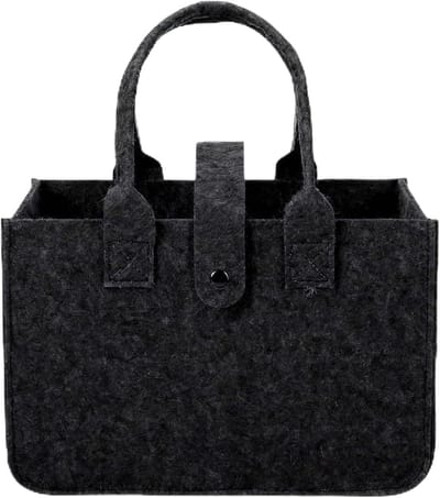 Vouwbare boodschappentas van vilt 10.8L - Ideaal voor winkelen, opbergen en uitgaan - Zwart (30 x 20 x 18 cm)