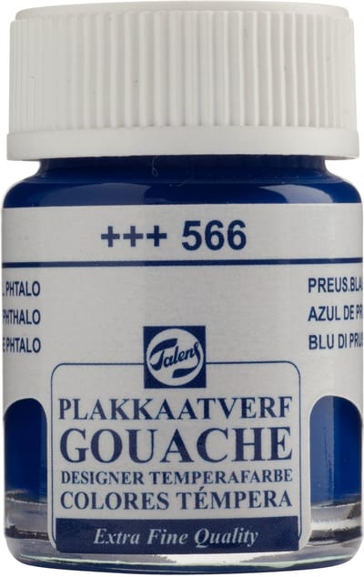 Talens Plakkaatverf Extra Fijn - Pruisisch Blauw (Phthalo) 566 - 16 ml Flacon - Intens Matte Afwerking