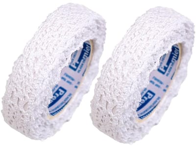 Dailygoods- Kantentape 2 Rollen - Zelfklevend Katoenen Lint - 1,8 m Lengte - Decoratie voor Scrapbooking - Bloemenpatroon - Elegante Afwerking - Decoratietape