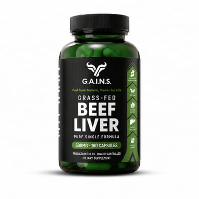 G.A.I.N.S. – Runderlever Capsules – Grasgevoerd Iers Rund – 180 Capsules – Vitamine B12 & IJzer