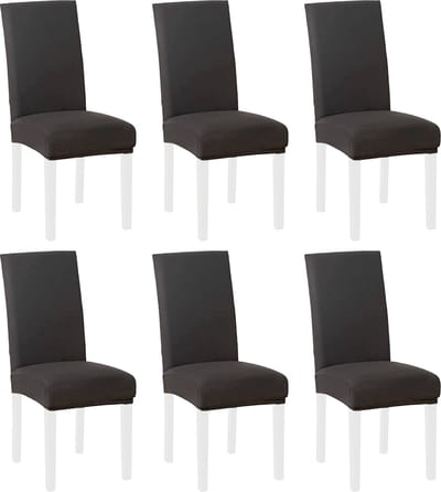 Somstyle Stoelhoezen - 6 Stuks - Stoelovertrek - Eetkamerstoel Hoes - Zwart
