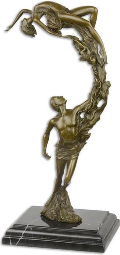 Bronzen beeld - Jong Stel Gewaad - Modern sculptuur - 36,2 cm hoog