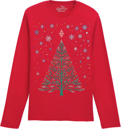 Kerstmis Christmas Night Snowy Tree The Coloured House Longsleeve T-shirt XXL