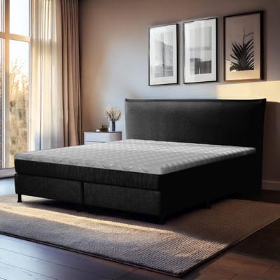 Zydante® - Boxspring - Detroit met geïntegreerde topper - Black - 140x200 cm
