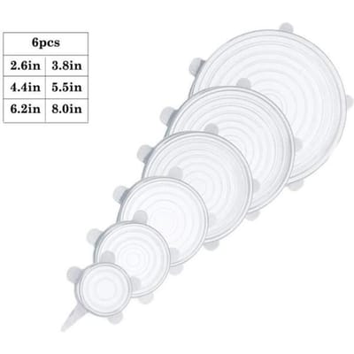 Couvercle,Couvercles extensibles universels en Silicone, 6-12 pièces, pour bol, Pot, poêle, pour aliments frais, - Type 6pcs white