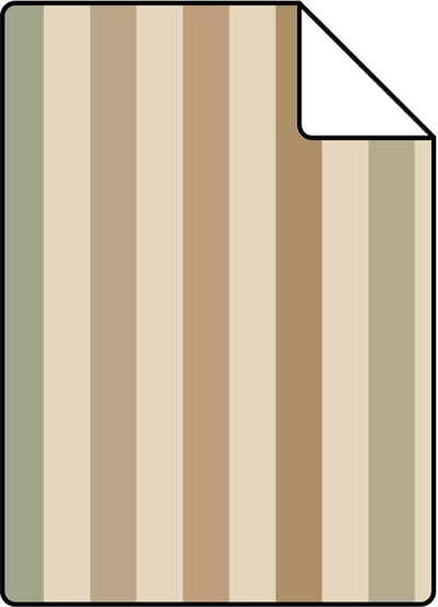 Proefstaal ESTAhome behang strepen groen en bruin - 26.5 x 21 cm - 131605-S
