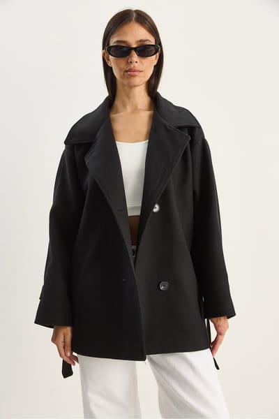 Oversized Midi Jas met Knopsluiting