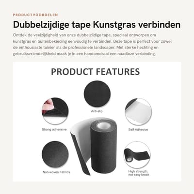 Dailygoods- Voegenband 150 mm x 10 m - Dubbelzijdig - Kunstgras Verbinding Tape - Zelfklevend - Antislip Onderkant - Milieuvriendelijk