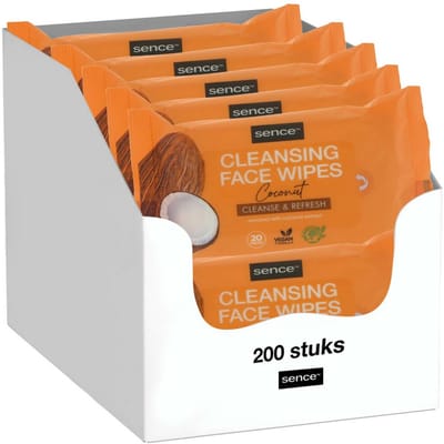 Sence Gezichtsreinigingsdoekjes Coconut - 10 x 20 stuks - Voordeelverpakking