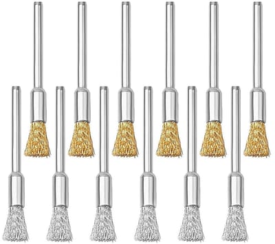 Mini draadborstels van roestvrij staal voor polijsten, schoonmaken en borstelen - Set van 20 stuks