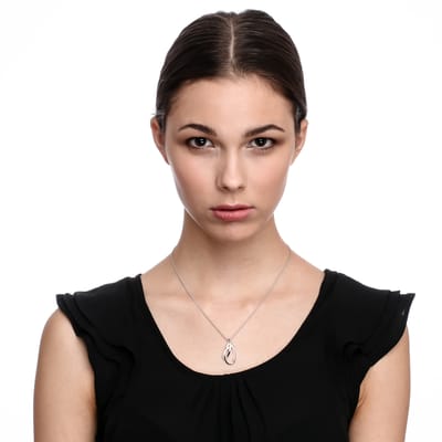 Orphelia ZH-7232 - PENDANT HOOP BICOLOR SILVER/ROSE ZIRC - 925 silver - cubic zirkonia - 45 cm