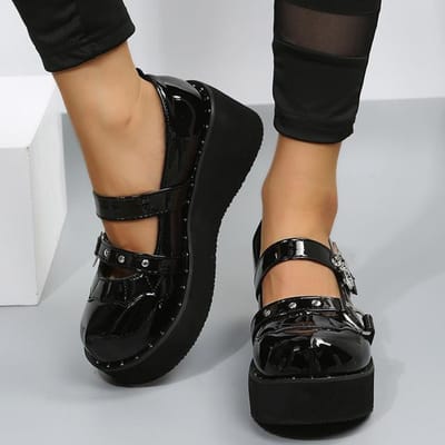 Escarpins Mary Janes pour femmes, chaussures d'uniforme JK, talons hauts, plateformes, chaussures gothiques pour filles, Lolita, punk 35 noir