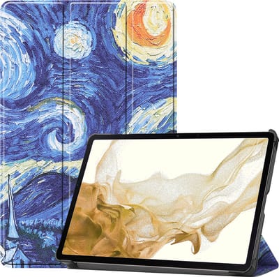 Hoes - Geschikt voor Samsung Galaxy Tab S8 - Dun & Stevig - Trifold Bookcase - Hard Cover - Hardcover Book Case - Tablet Hoesje - Sterrenhemel