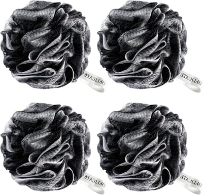 flintronic 4-pack luffa douchespons, 80 g grote badspons, zachte douchespons, badspons voor mannen en vrouwen, voor lichaamsreiniging en exfolierend schuren