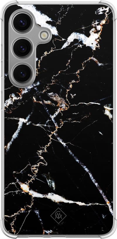Casimoda® hoesje - Geschikt voor Samsung Galaxy S24 - Marmer Zwart - Shockproof case - Extra sterk - TPU/polycarbonaat - Zwart, Transparant
