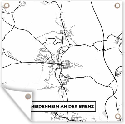 Tuin poster Heidenheim an der Brenz - Plattegrond - Stadskaart - Kaart - 200x200 cm - Tuindoek
