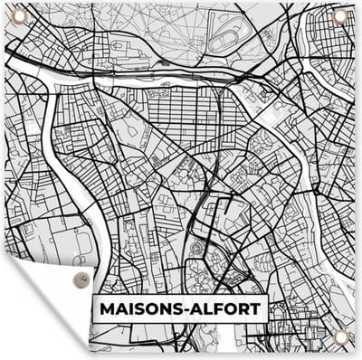 Tuin poster Plattegrond - Kaart - Stadskaart - Frankrijk - Maisons-Alfort - 200x200 cm - Tuindoek