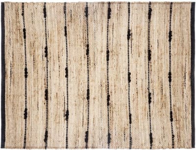 Rechthoekige jutemat met katoenen kras 60x90 cm - Coton|Jute - Wit - SILUMEN