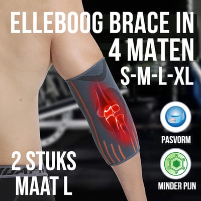 Allernieuwste.nl® 2 Stuks L Ademende Elleboog Arm Brace - Tennisarm Brace - Atrose Reuma Tennis arm Golf - Sportbrace - Elastisch - Keuze uit 4 Maten