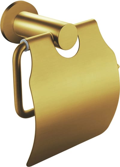 Toiletrolhouder met Klep - Leoni Rimbo - Rond - PVD - Geborsteld Goud