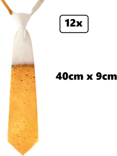 12x Stropdas Bier - Bier feest Apres ski Oktoberfest Carnaval gele rakker festival feest biertje