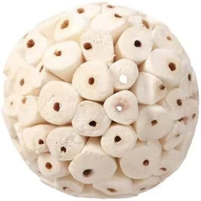 Jouet Balle d'Herbe Pure Naturelle pour Perroquet à Mâcher pour Soulager l'Ennui Amusant Décompression Mastication Puzzle Amusant Jouet Destructeur 6cm white
