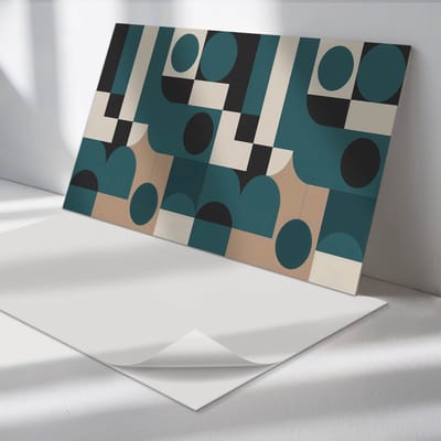 Wallfluent Vinyl Wandpaneel - Abstracte vormen en figuren PVC Muurpaneel - 120 cm x 60 cm - Turkoois PVC wandpaneel - 1 stuk - Rechthoekig Wandbekleding Vinyl - Abstractie Wandpaneel - Zelfklevende Wandbekleding - Wandpaneel Keuken en Badkamer