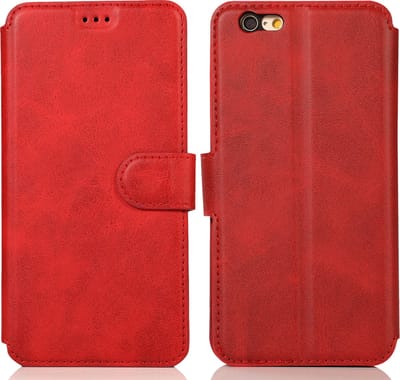 Bookcase Geschikt voor Apple iPhone 6 / 6s - Rood - Pasjeshouder - Portemonnee