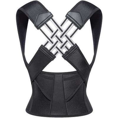 Corset de soutien dorsal Correcteur de posture Pour femmes Hommes Support lombaire Soulagement de la douleur aux épaules Améliorer la posture XXL noir