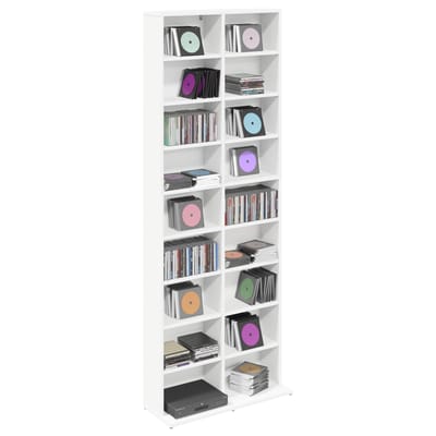 vidaXL - CD - Kast - Wit - 65 - x - 23,5 - x - 175 - cm - Bewerkt - hout