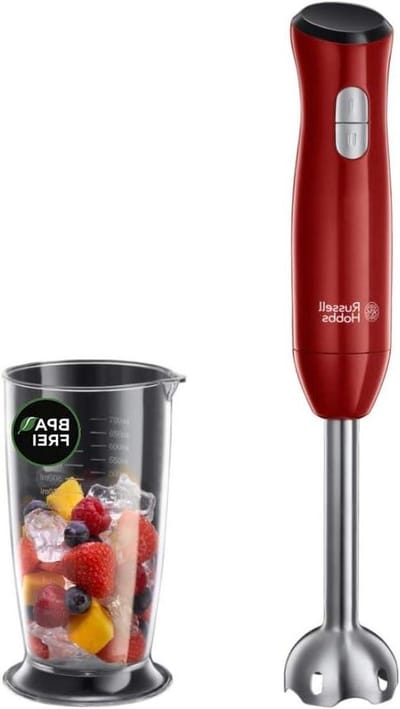 Staafmixer 2 snelheidsstanden vaatwasmachinebestendig mix-maatbeker 700 ml hakmolen blender smoothies soepen yoghurt sauzen babyvoeding rood-zwart