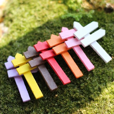 10 STUKS Hout Mini Kleurrijk Verkeersbord Sprookjestuin Huis Huis Ornamenten Miniatuur Ambacht Micro Landschap Mini DIY Decor white