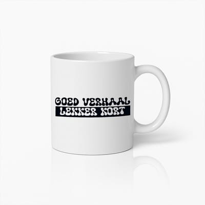 Grappige Koffiemok | Goed Verhaal, Lekker Kort | Humoristische Quote Keramische Beker 330ml