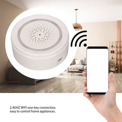 MOES Tuya sirene | ingebouwde vocht en temperatuursensor | wifi 2,4GHz | werkt met Tuya Smart en SmartLife | multi-functioneel 3 in 1 alarm | breidt je smart home uit | meerdere ringtones bruikbaar