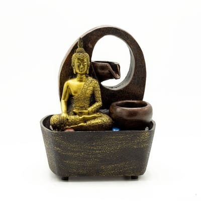 Tafelwaterornament - 21,5 cm - Gouden Boeddha en potten