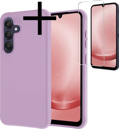Hoesje - Met Screenprotector - Geschikt voor Samsung Galaxy A25 - Sterk & Shockproof - Back Cover - Siliconen Case - Telefoon Hoes - Lila