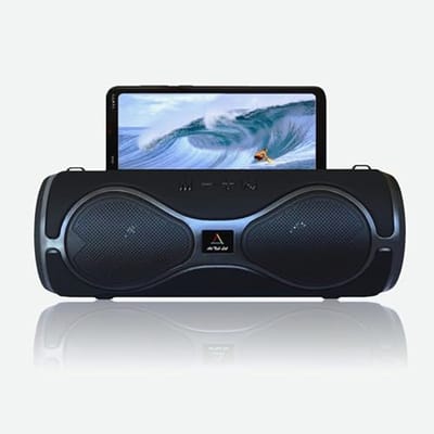 Moderne Bluetooth 5.0 luidspreker met LED verlichting, zwart - Draagbare luidspreker voor smartphones, tablets en laptops