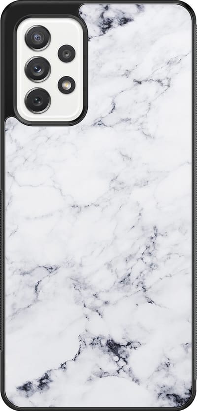 Leuke Telefoonhoesjes - Hoesje geschikt voor Samsung Galaxy A52 5G - Marmer grijs - Backcover zwart - Marmer - Grijs