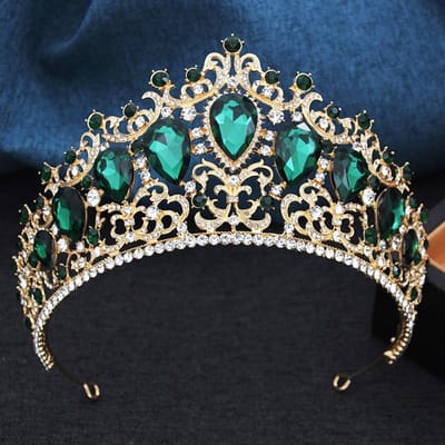 11 Couleurs Élégante Grande Couronne en Cristal pour Mariées Robe de Mariage Bijoux de Cheveux Princesse Reine Vert Tiaras Coiffe Bal Mariée beige